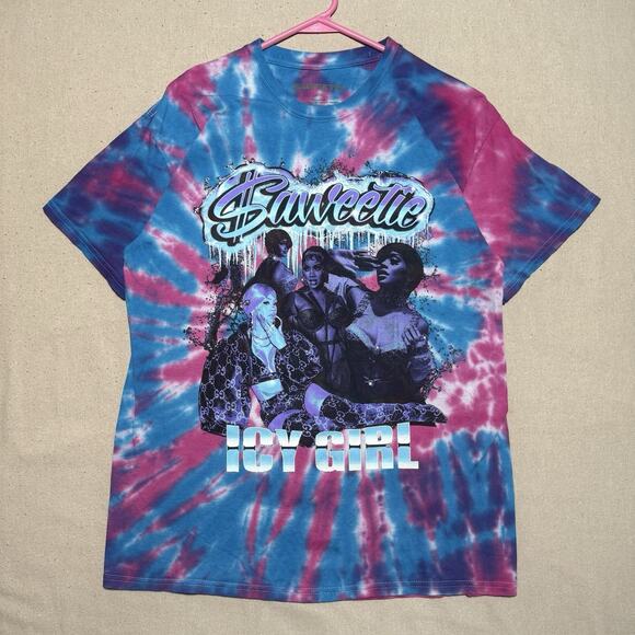 Saweetie Rap Tee Hip Hop Icy Girl Tie Dye Adult T-Shirt Size Large - Picture 1 of 6